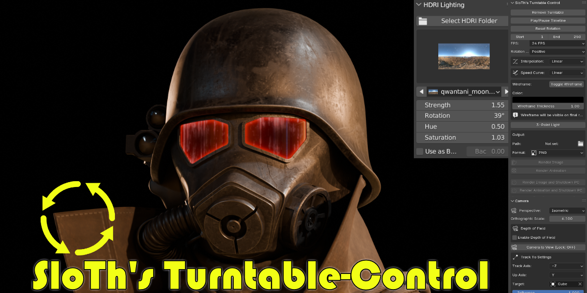 Sloth's Turntable-Control — Professional 3D model showcase tool for Blender