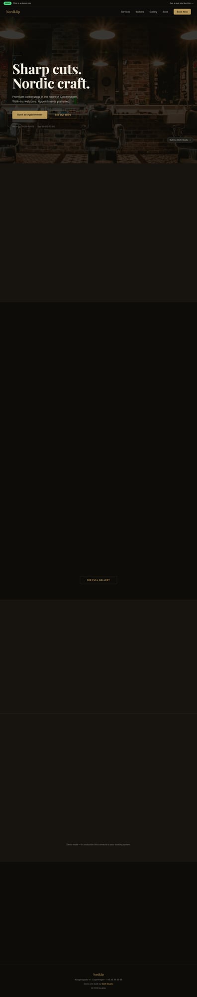 Nordklip — Barbershop with services menu, booking, and team